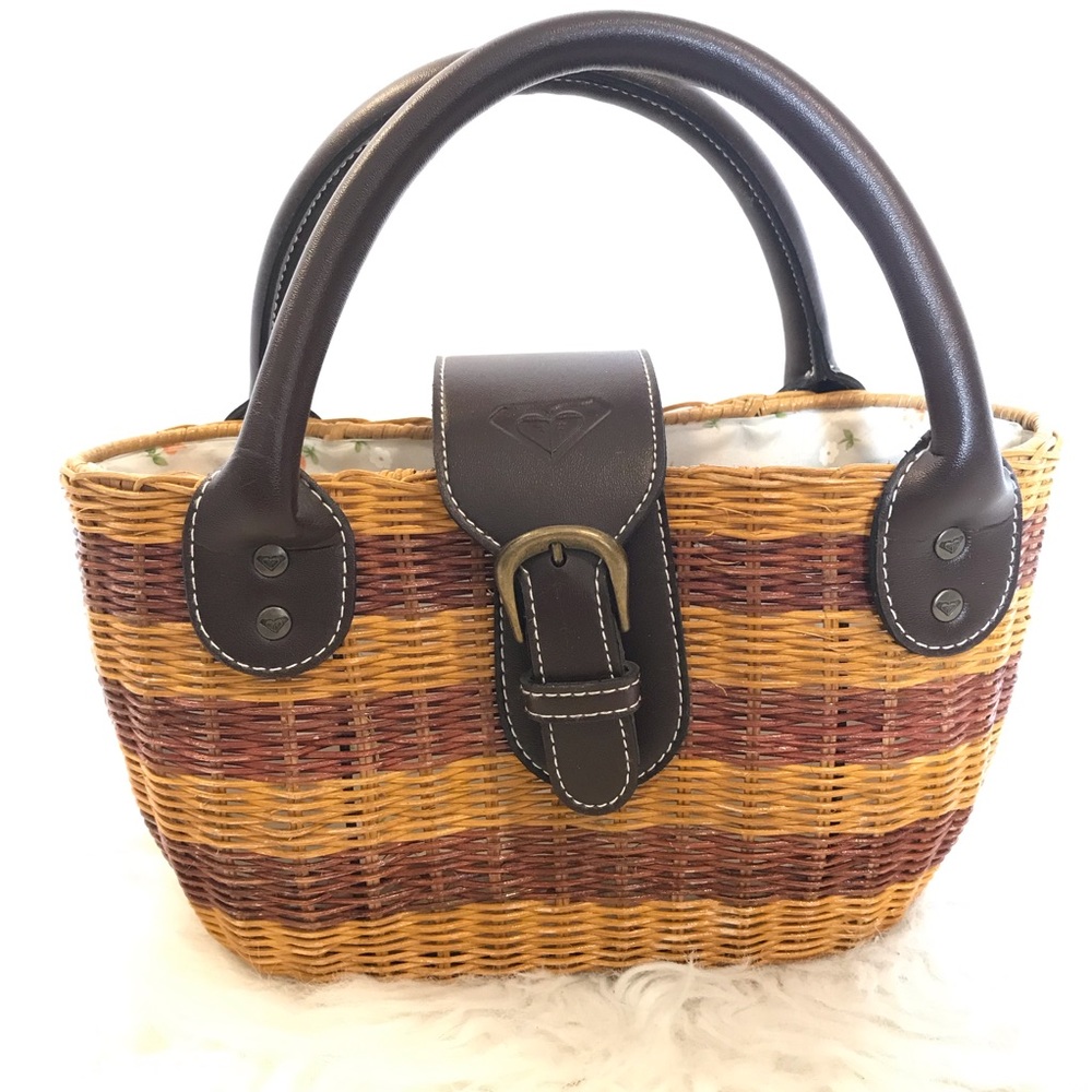 NWOT Roxy Top Handle Mini Straw Bag